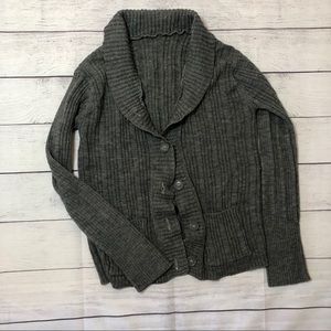 Comfy Grey Knit Sweater with Buttons